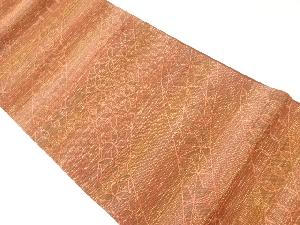 リサイクル 本泥染曲線に古典柄模様織出し袋帯